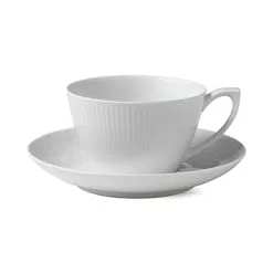 Royal Copenhagen White Fluted Teekuppi Ja Aluslautanen