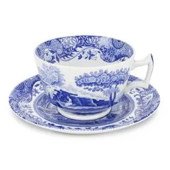 Spode Blue Italian -aamiaiskuppi Ja Asetti