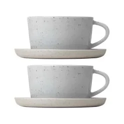 Blomus Sablo Kahvikuppi Aluslautasella, 2-pakkaus