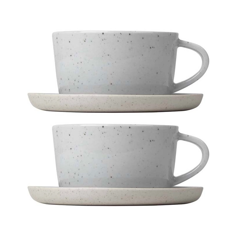 Blomus Sablo Kahvikuppi Aluslautasella, 2-pakkaus